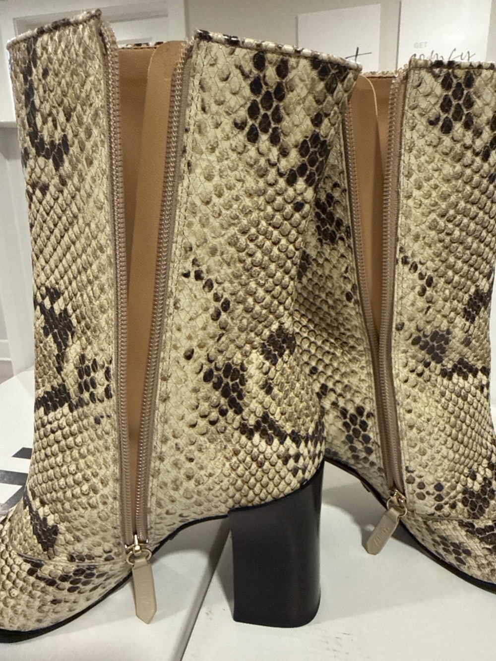 Schutz Raffaela Mid-Calf Snake-Print Leather Boots - Picture 12 of 16